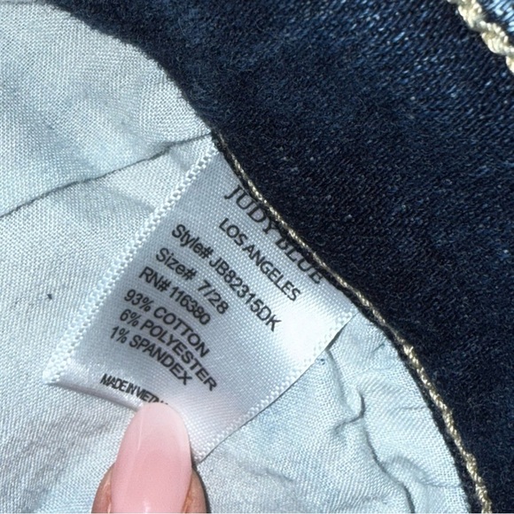 Judy Blue Bootcut Jeans 7 28 Long High Rise Western Cowgirl Dark Blue Wash - Picture 13 of 14